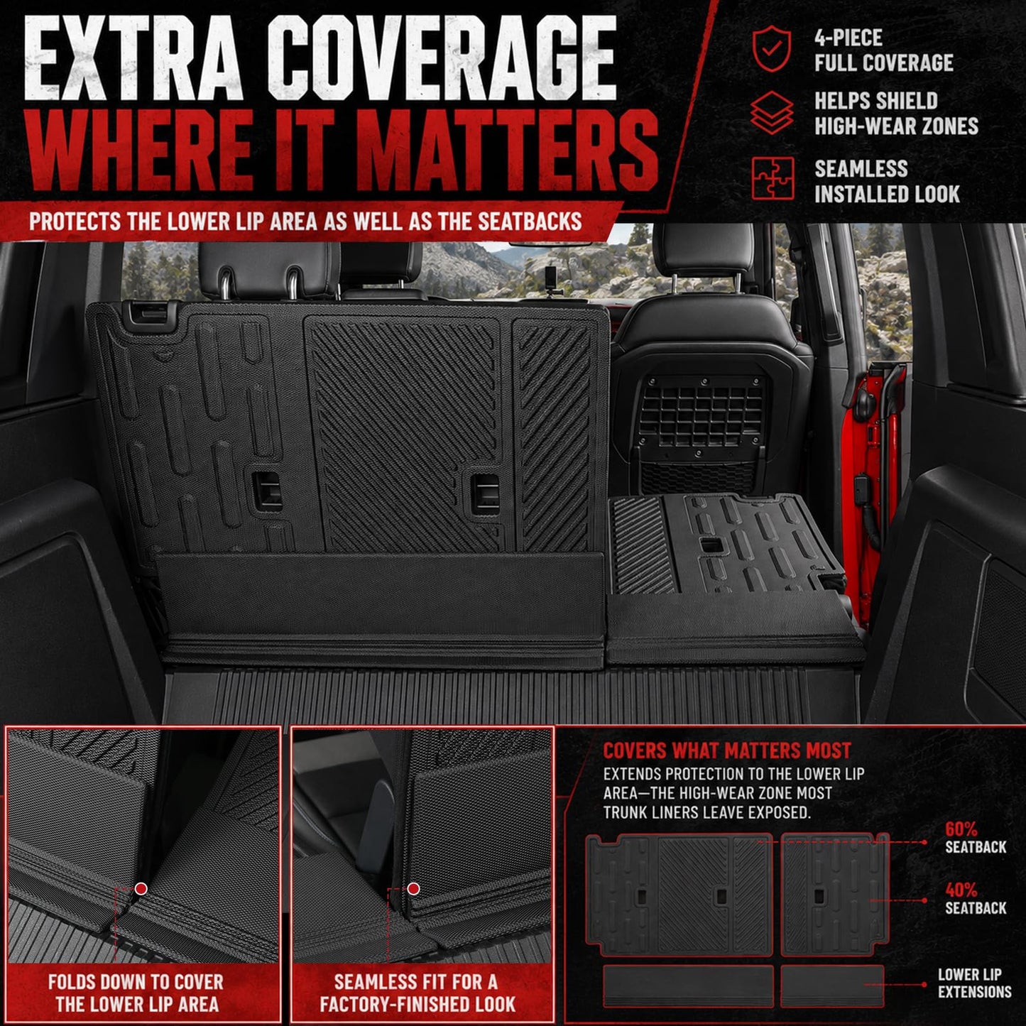 Rear Seat Back Cover Backrest Protector with Dog Seat Liner for Ford Bronco 2/4 Door 2021 - 2026