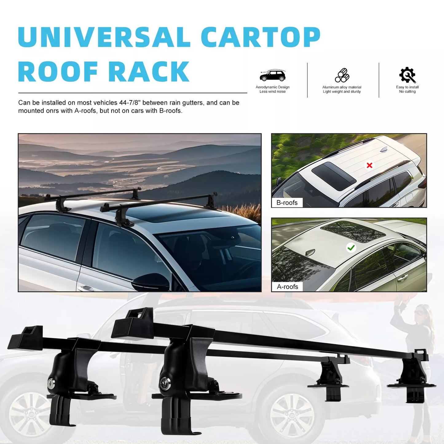 For Dodge Durango 2011-2024 54" Car Top Roof Rack Cross Bars Cargo Carrier