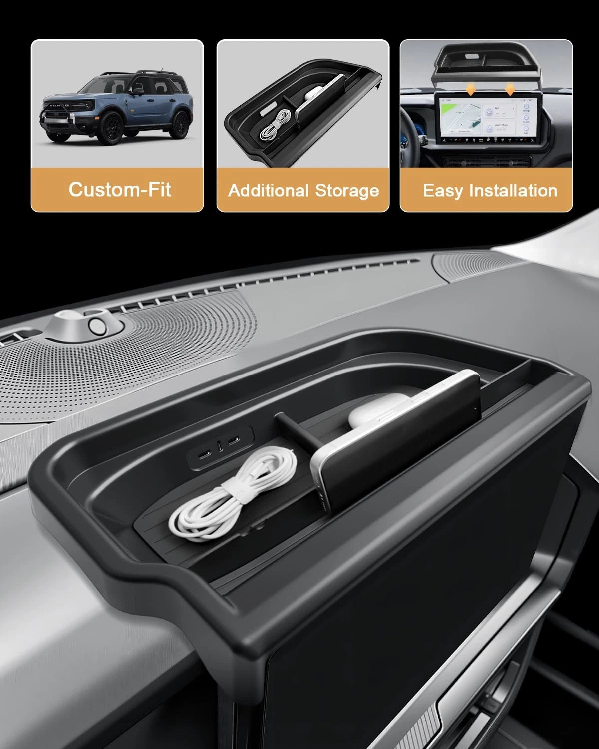 Behind Screen Dash Console Organizer For Ford Bronco Sport 2025