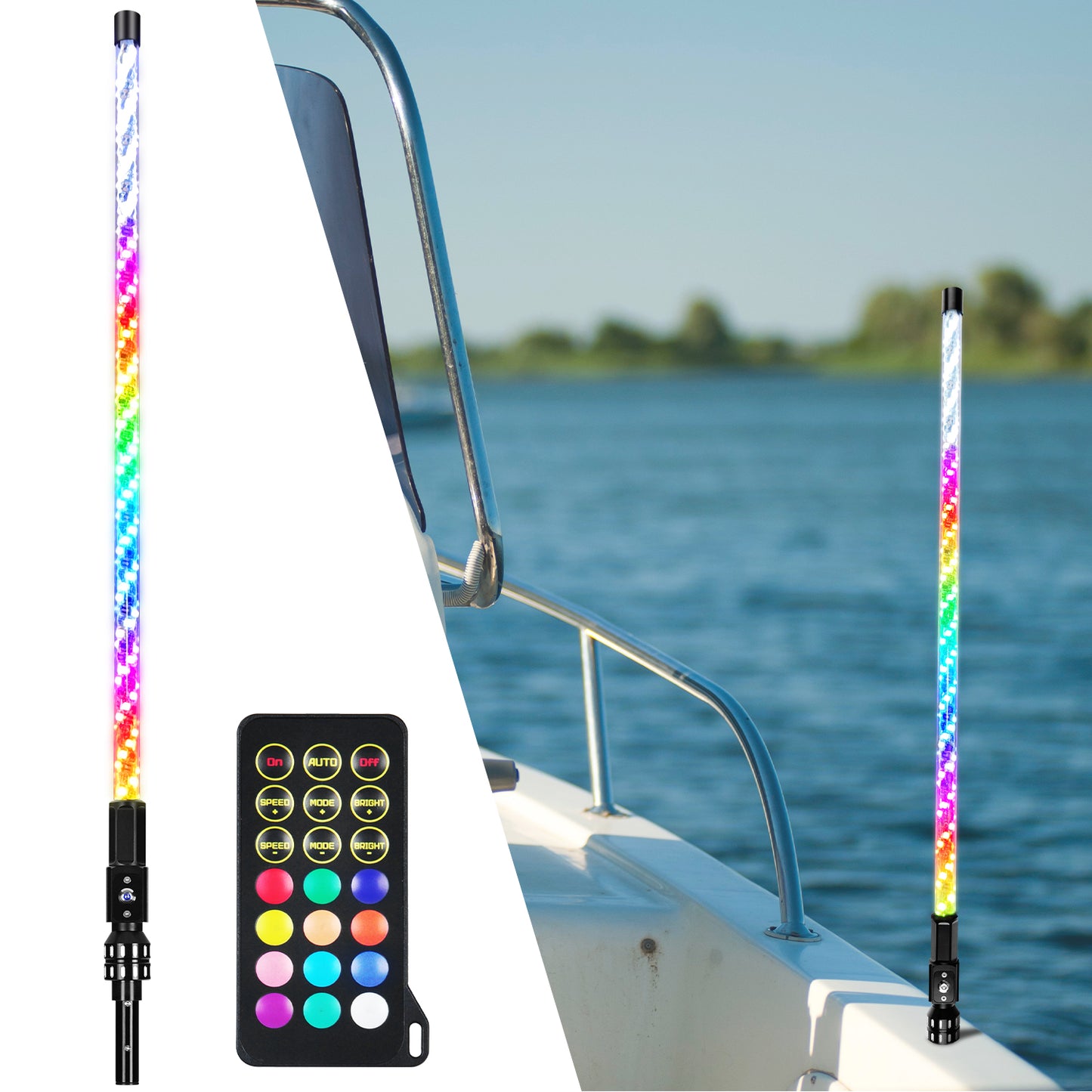 360°Spiraling Rising Dream Wrapped Dancing Boat Whip Light - OMOTOR