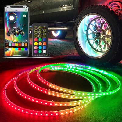 4PCS 17 Inch Chasing RGB LED Wheel Rim Light Kit