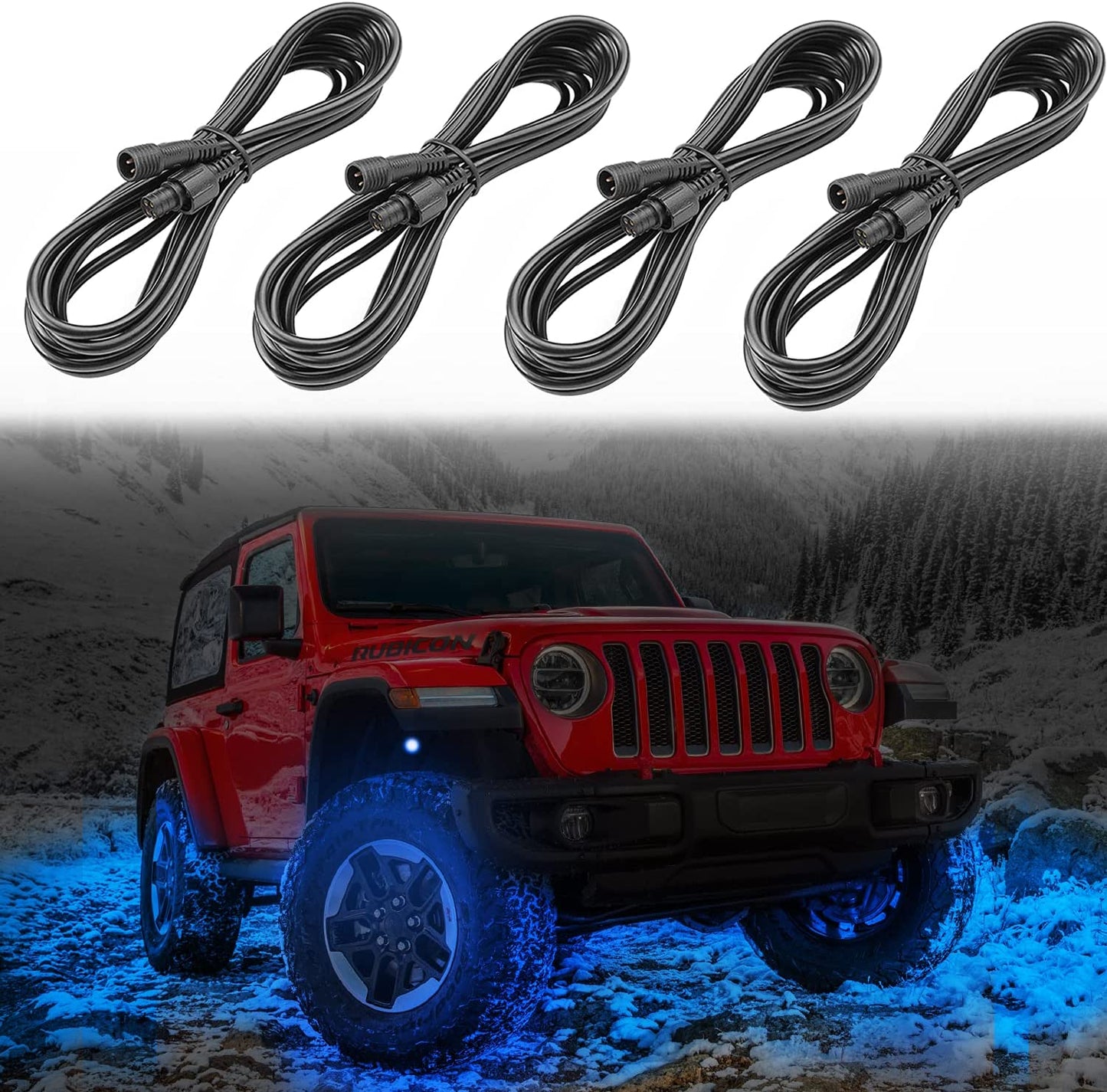 10 FT 4 Pin Extension Wire Cable All Brands RGB Rock Lights/ Whip Lights(4 Packs) - OMOTOR