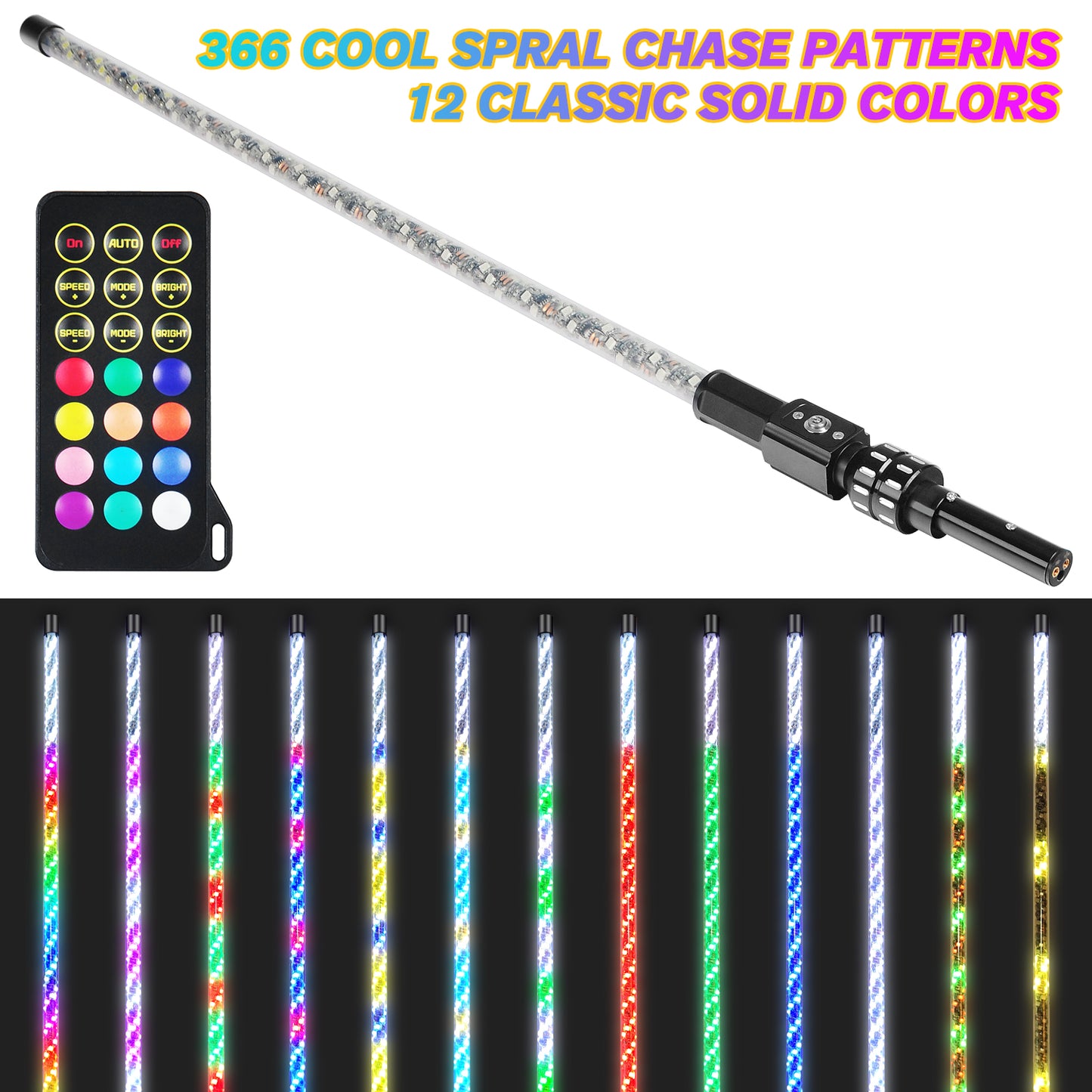 360°Spiraling Rising Dream Wrapped Dancing Boat Whip Light - OMOTOR