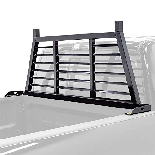 FL-HA-Rack Width Adjustable Louvered Steel Headache Truck Rack for 59" to 74.5" W Pickup Beds - Fits Most Makes/Models, Cab Protection - OMOTOR