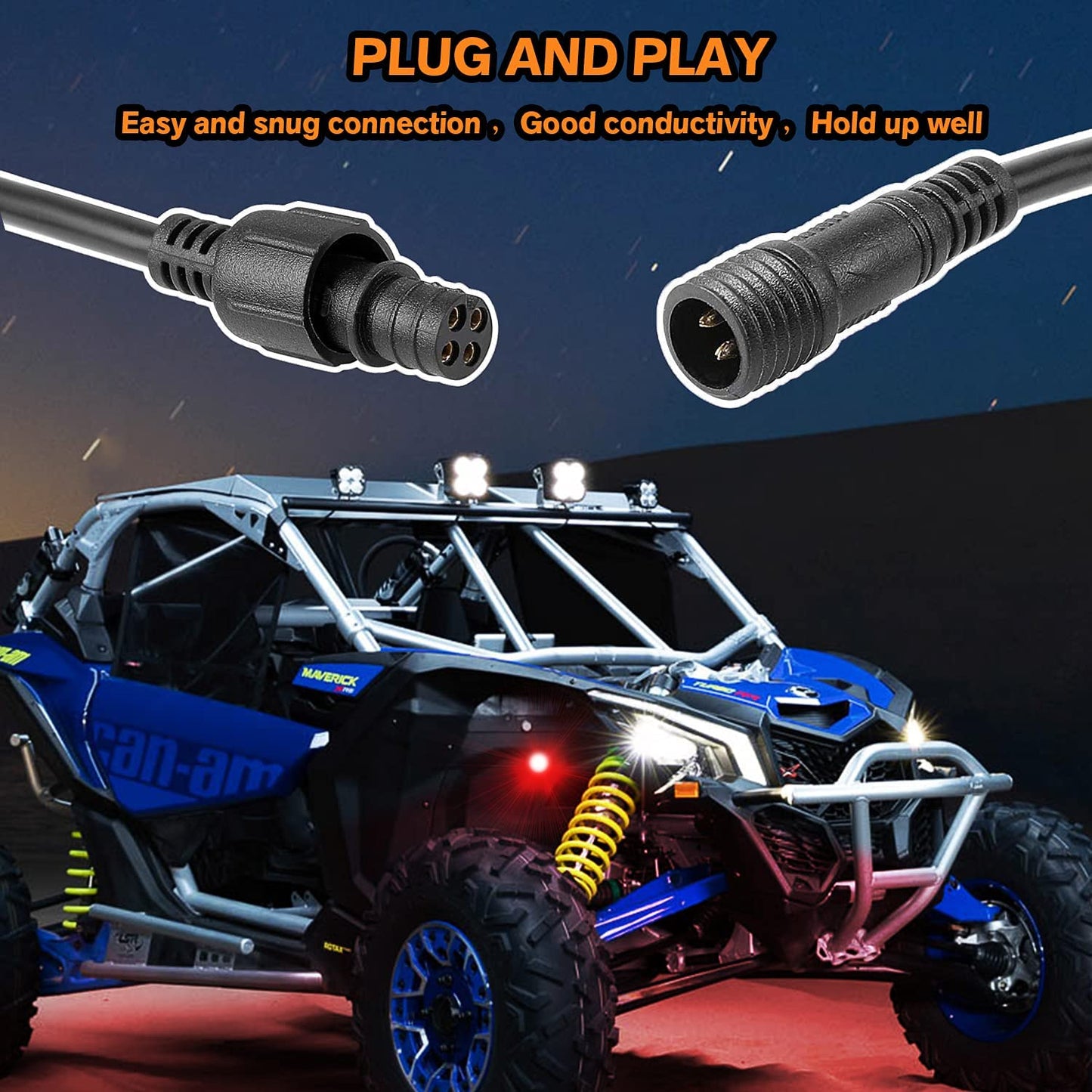 10 FT 4 Pin Extension Wire Cable All Brands RGB Rock Lights/ Whip Lights(4 Packs) - OMOTOR