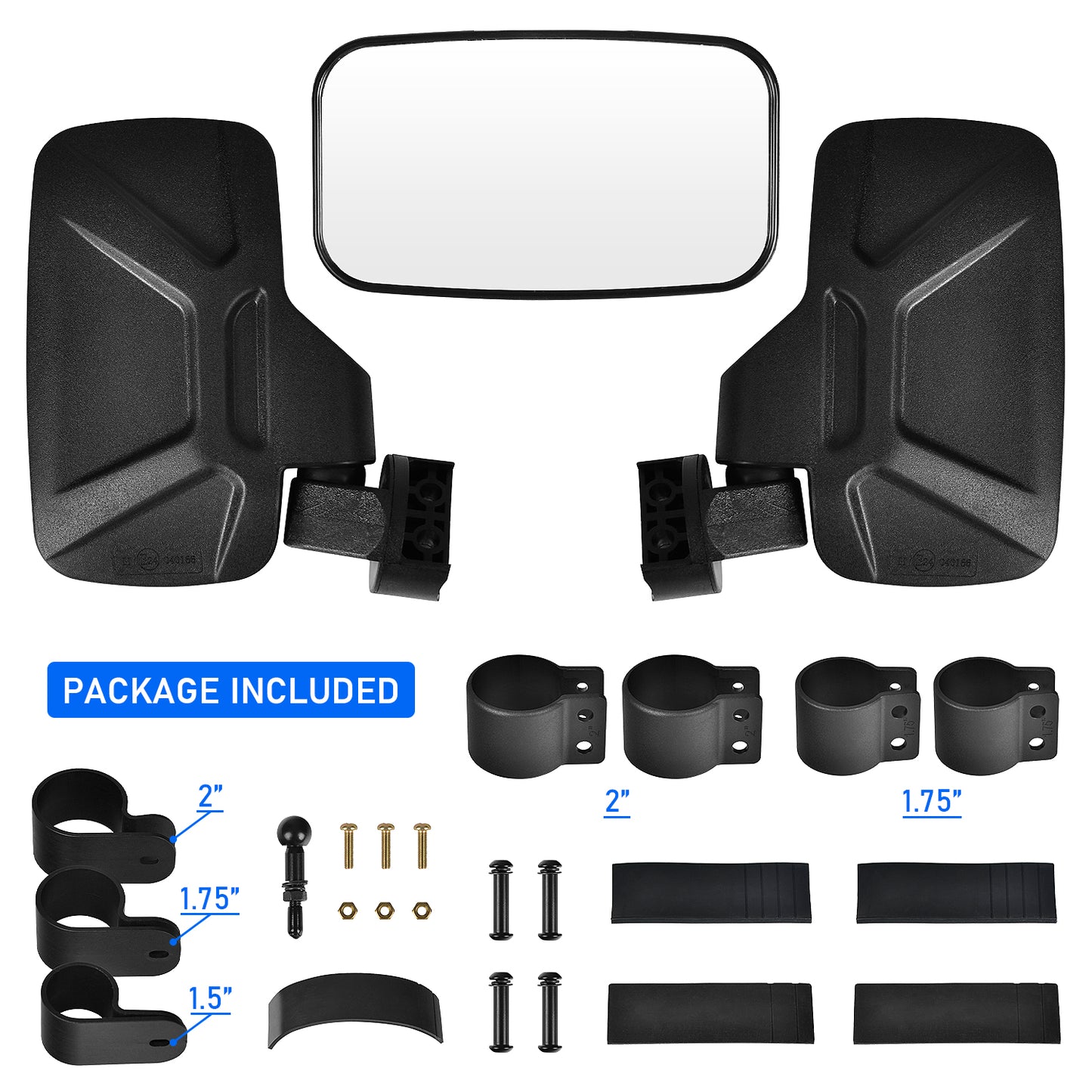 UTV Rearview Side Mirror And Center Mirror Set 1.75"-2" Bar - OMOTOR
