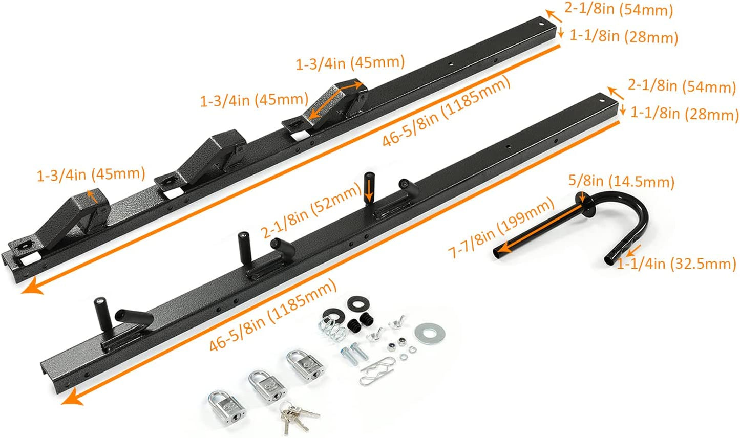 3-Place Trimmer Rack Holder Carrier Mount On Pickup/Trailer w/Lock 1 Pair - OMOTOR