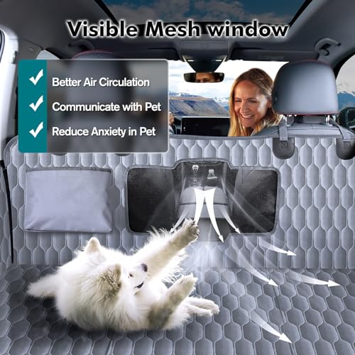 Back Seat Extender for Dogs-Supports 330lb,Waterproof Dog Car Seat Cover Hard Bottom-Detachable,600D Heavy Duty Scratch Proof Nonslip Durable Soft,Dog Hammock for Car,SUVs - OMOTOR
