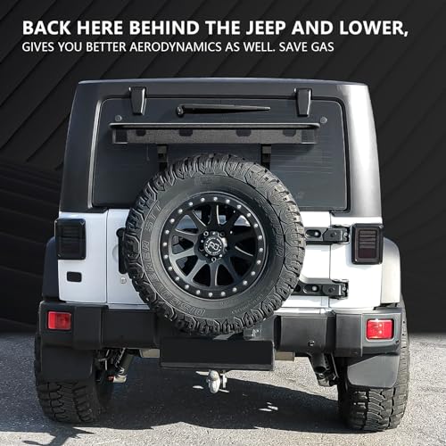 Rear Cargo Basket on OE Tailgate Compatible with 2007-2018 Jeep Wrangler JK & JKU Unlimited 2/4 Door, Spare Tire Cargo Rack, Luggage Storage Carrier (Bolt-On) - OMOTOR