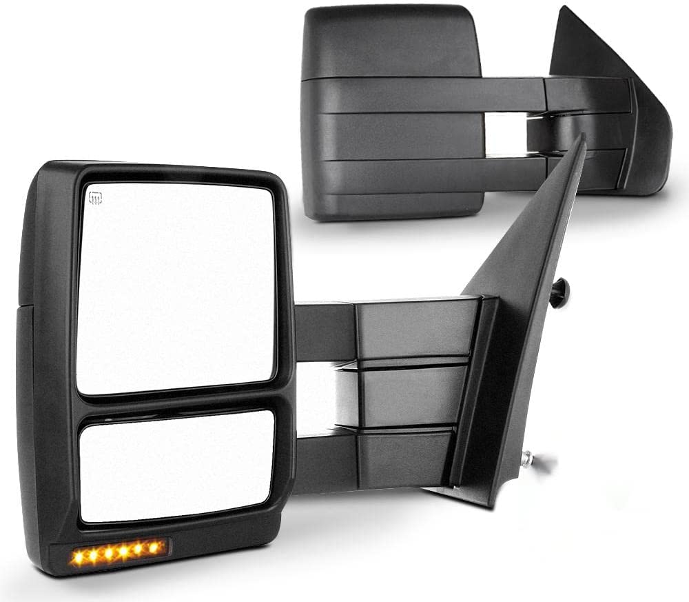 For Ford Towing Mirrors SCITOO Exterior Accessories Mirrors for 2007-2014 Ford F150 Truck with Power Controlling Heated Amber Turn Signal Manual Telescoping and Folding Features - OMOTOR