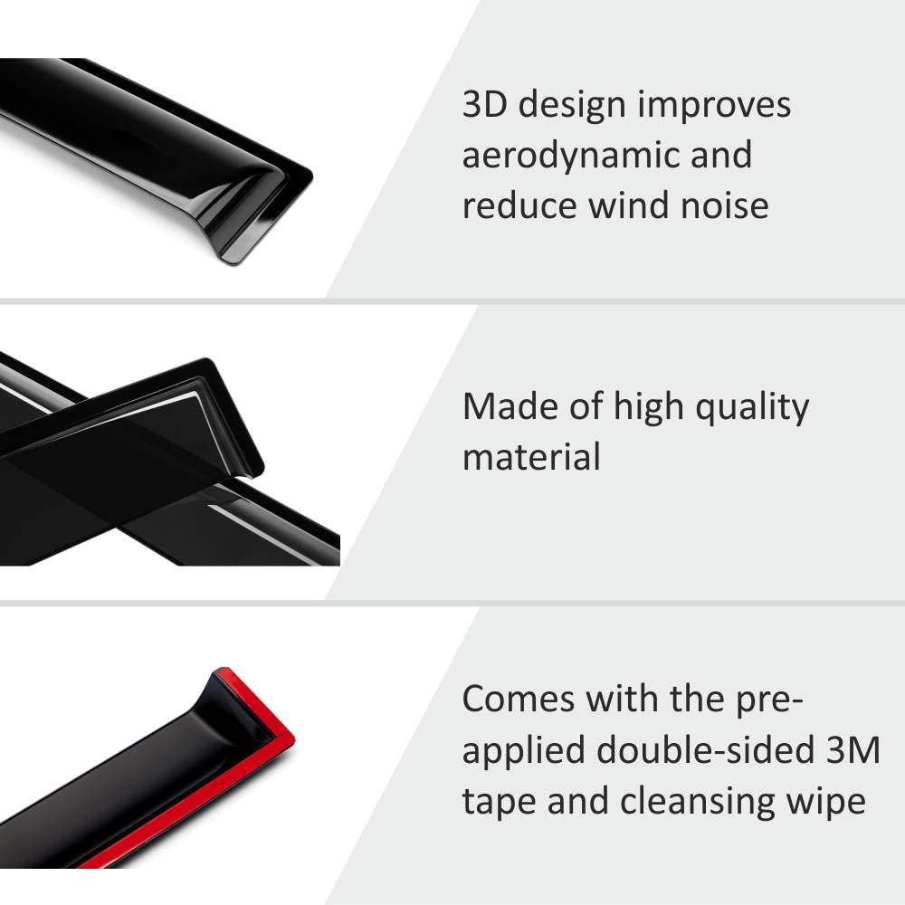 Tape-on Extra Durable Rain Guards for Jeep Wrangler 2018-2022 JL/Jeep Gladiator/For Compass 17-22 /4 Pieces - OMOTOR