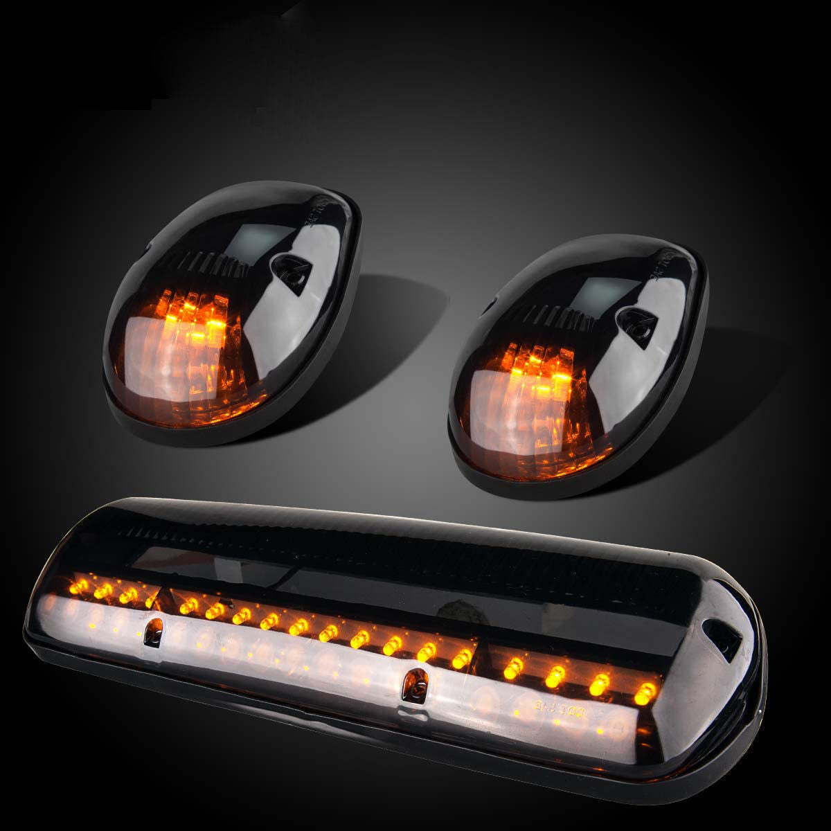 3X Smoked Cover Cab Roof Top Marker Running Lamps Amber 30 LED Lights - OMOTOR