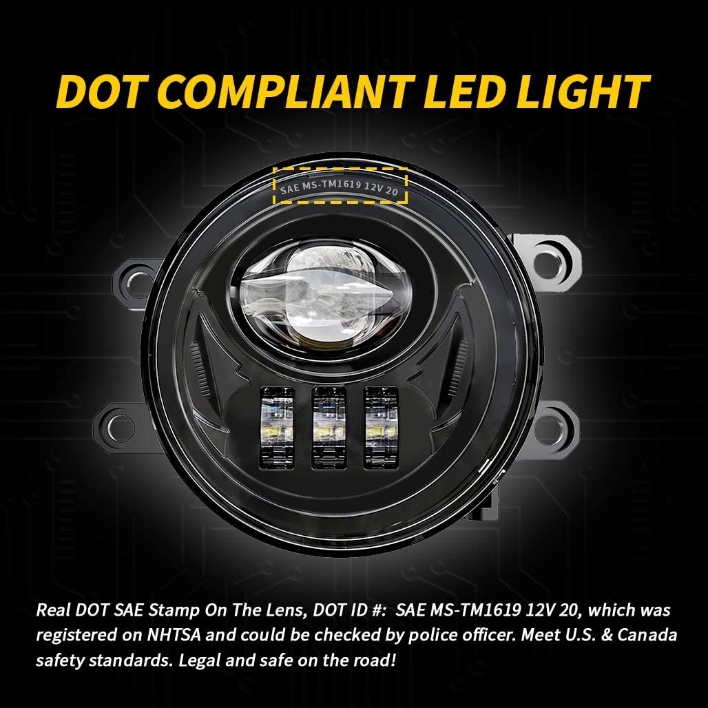 New LED Fog Lights for 2016-2023 Tacoma 2014-2023 4Runner 2014-2019 Tundra Truck Driving Lamps Assembly Replacement w/Bracket, Driver and Passenger Side- Black - OMOTOR