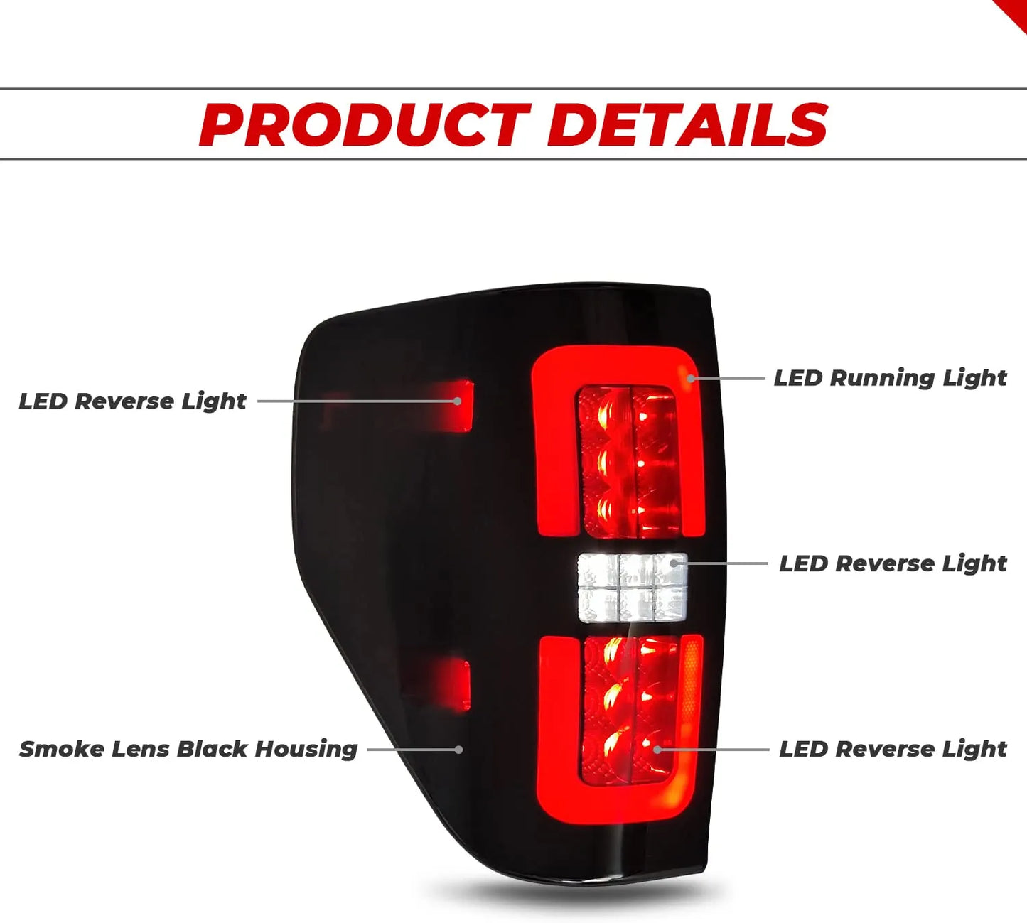 New Upgraded LED Tail Lights for Ford F150 2009-2014, Black Full Led Taillights Rear Brake Stop Lamps for Ford F-150 Accessories - OMOTOR