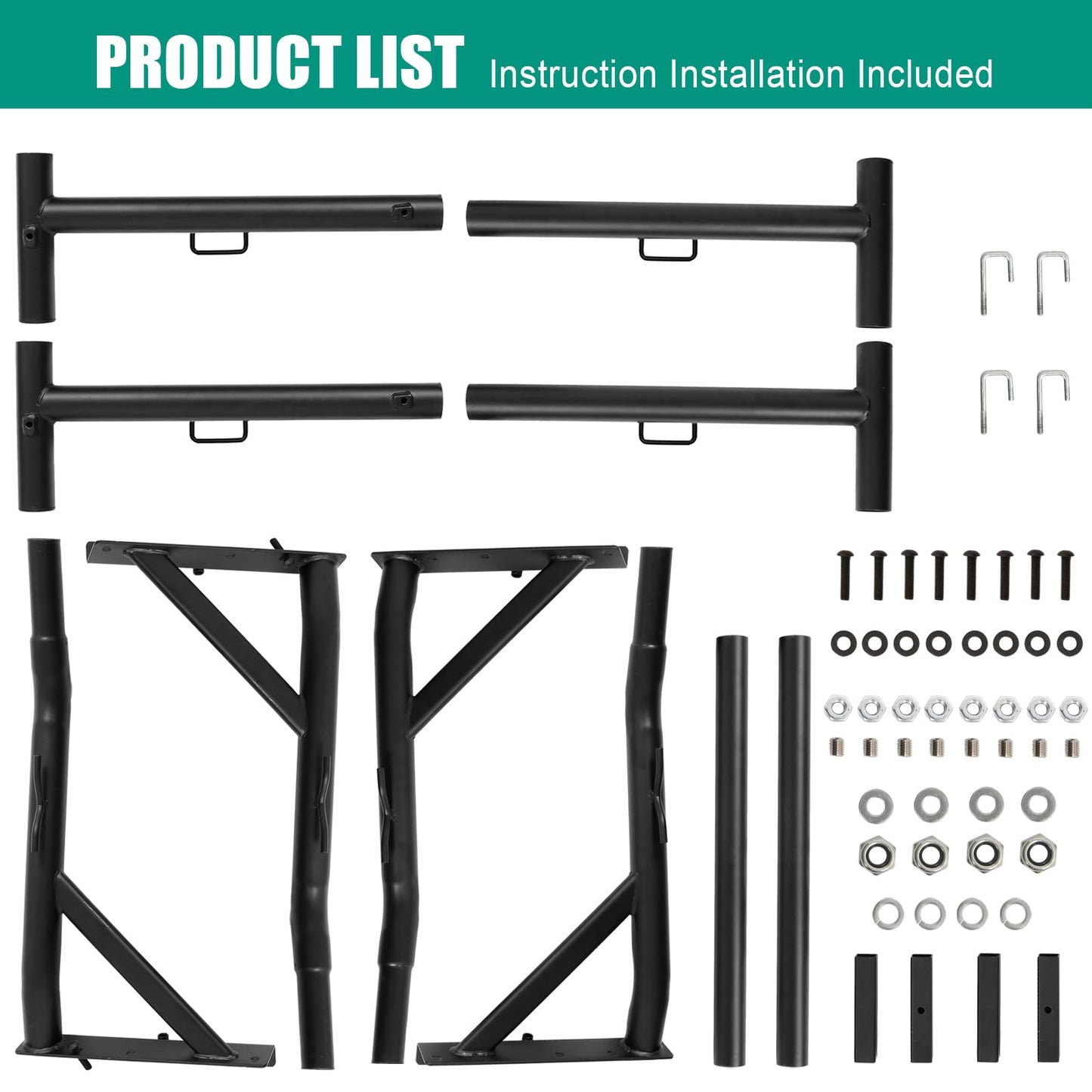 Non-Drilling Truck Rack, Heavy Duty Steel Extendable Truck Bed Ladder Rack, Fit for 52" to 71" Wide Truck Bed, 800 lb. Capacity - OMOTOR