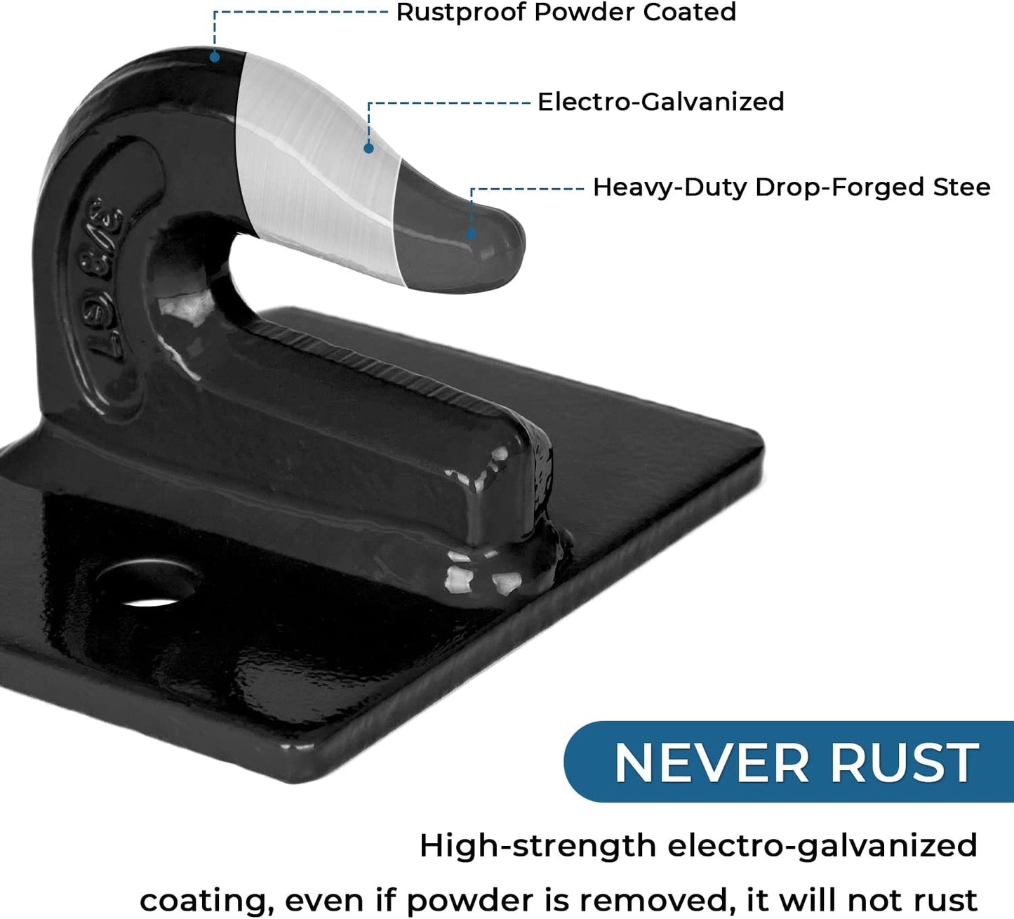 3/8" Tractor Bucket Hooks Grade 70 Forged Steel Bolt On Heavy Duty Grab Hook Tow Hook with Backer Plate,Tractor Bucket Accessories for Rv,Utv,Truck,Black - OMOTOR