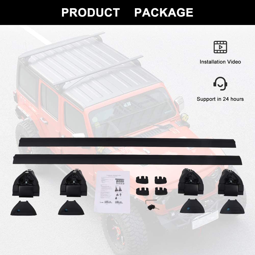 Cross Bars Roof Rail Racks Fit for Jeep Wrangler JK JL Gladiator JT 2007-2024 Crossbars - OMOTOR