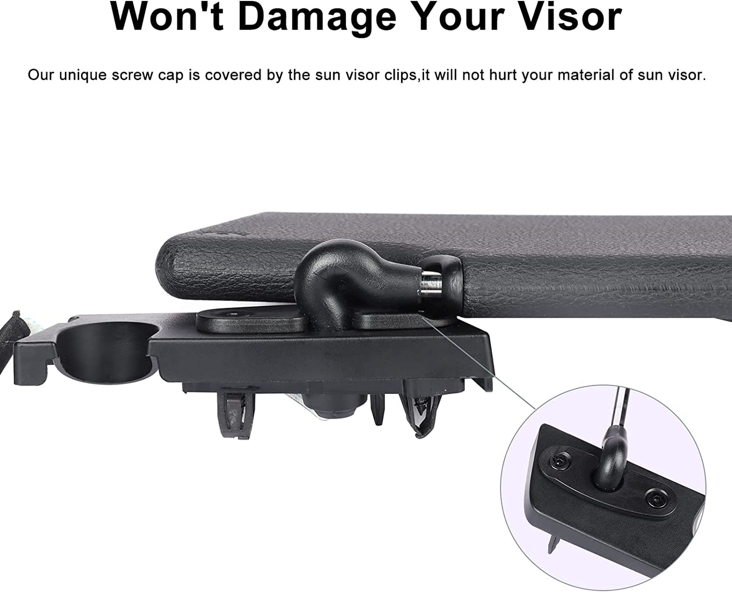 Upgrade Aluminum Alloy Sun Visor Repair Kit Heavy Duty Visor Mounting Clips Compatible with Jeep Wrangler JK 2018/ Wrangler 2018-2022/ Gladiator 2020-2022 (2 Pack) - OMOTOR