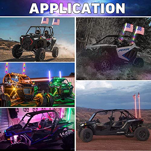 【SPRING BASE INCLUDE】LED Spiral Chasing RGB Whip Light with Bluetooth and Remote Control - OMOTOR