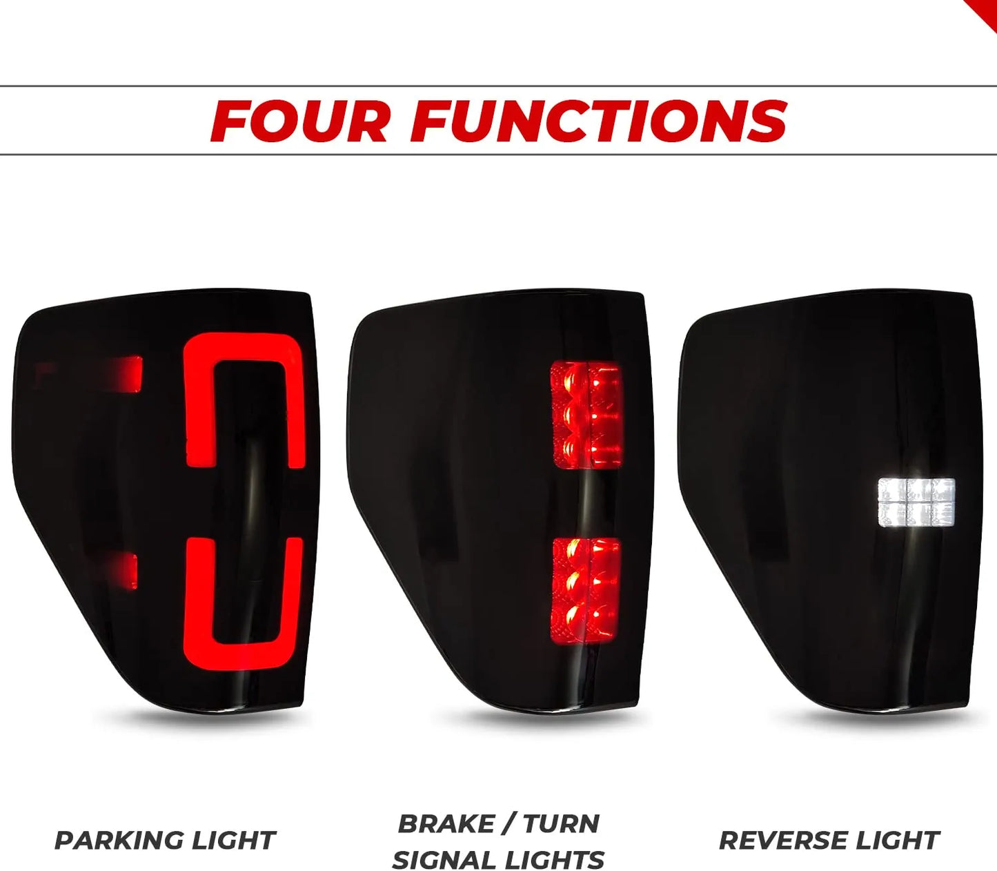 New Upgraded LED Tail Lights for Ford F150 2009-2014, Black Full Led Taillights Rear Brake Stop Lamps for Ford F-150 Accessories - OMOTOR