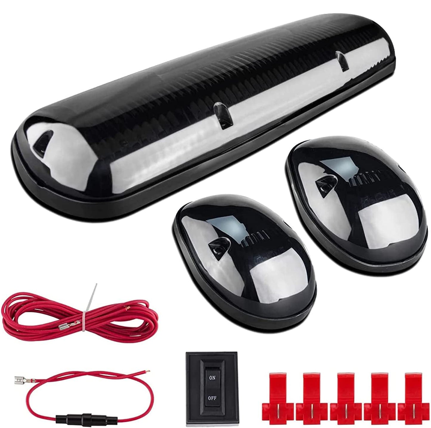 3X Smoked Cover Cab Roof Top Marker Running Lamps Amber 30 LED Lights - OMOTOR