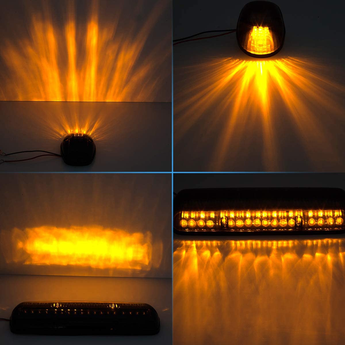 3X Smoked Cover Cab Roof Top Marker Running Lamps Amber 30 LED Lights - OMOTOR