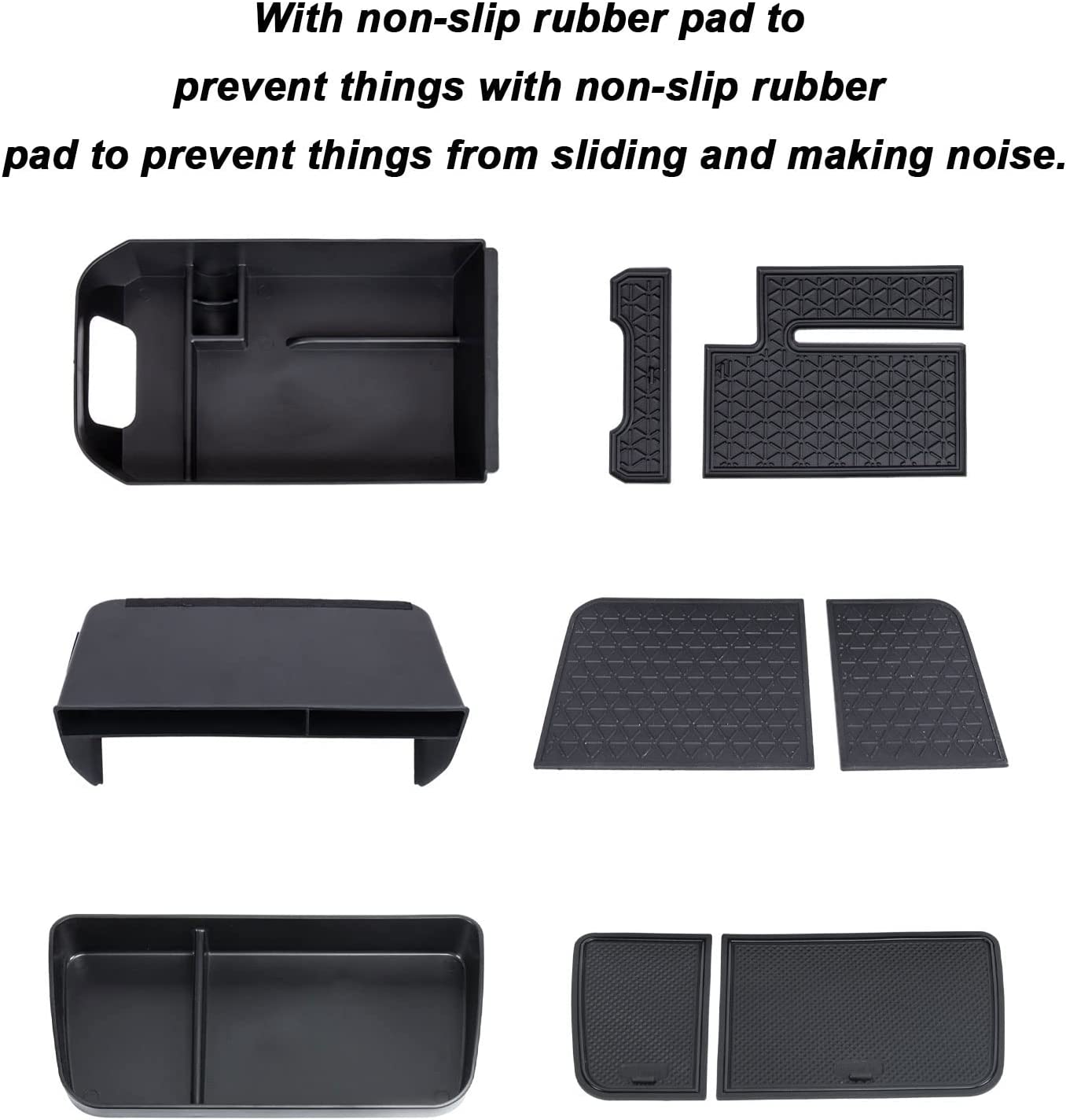 3PCS Center Console Organizer Tray and Armrest Storage Box Compatible with Toyota RAV4 2019-2022 Dash Storage Tray Interior Accessories - OMOTOR