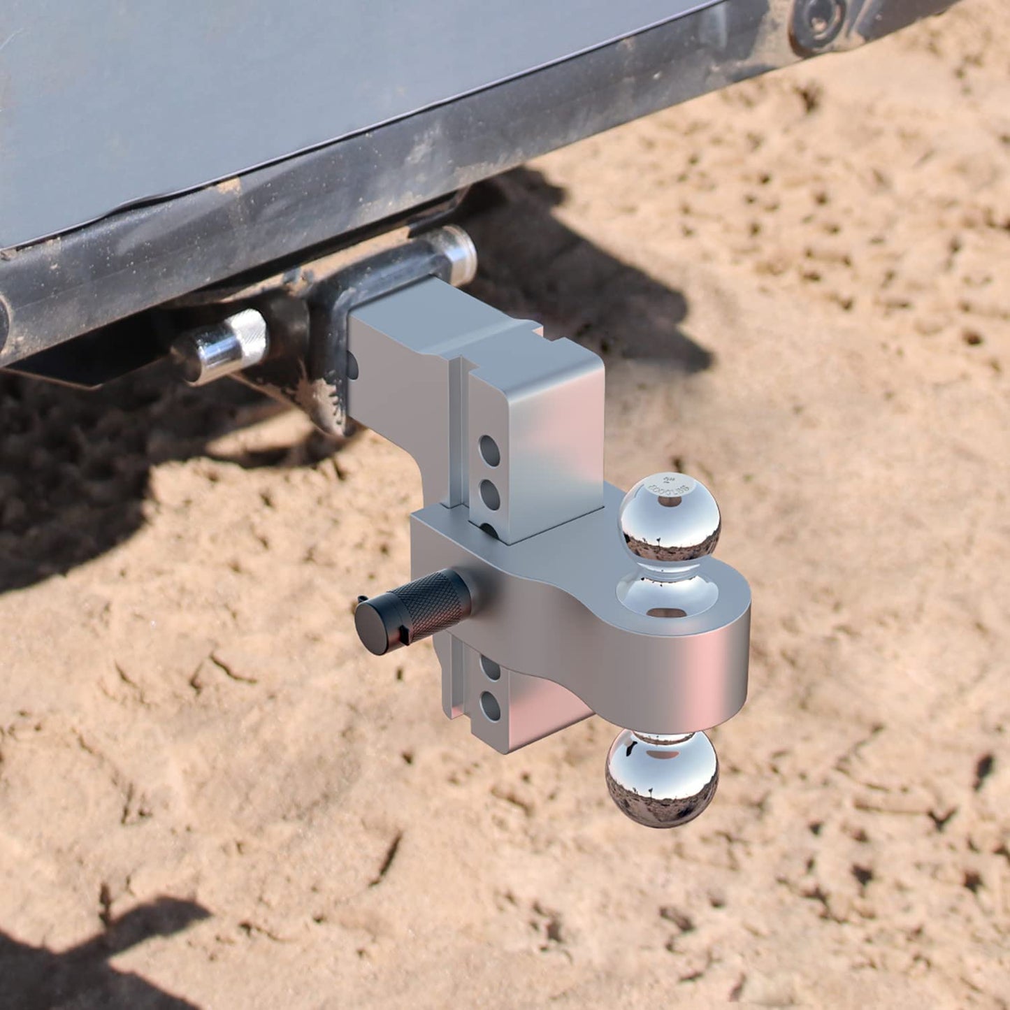 Adjustable Trailer Hitch, Fits 2.5 Inch Receiver, 6 Inch Drop Hitch, 18,500 LBS GTW, Aluminum Forged Shank, 2 Inch & 2-5/16 Inch Balls, Towing Hitch for Heavy Duty Truck with Double Lock Pins - OMOTOR