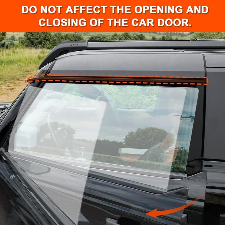 Rain Guard Window Visors for Ford Bronco 2021 2022 2023 2024 Accessories 2 Door Window Wind Deflectors Sun Guards 2 pcs - OMOTOR