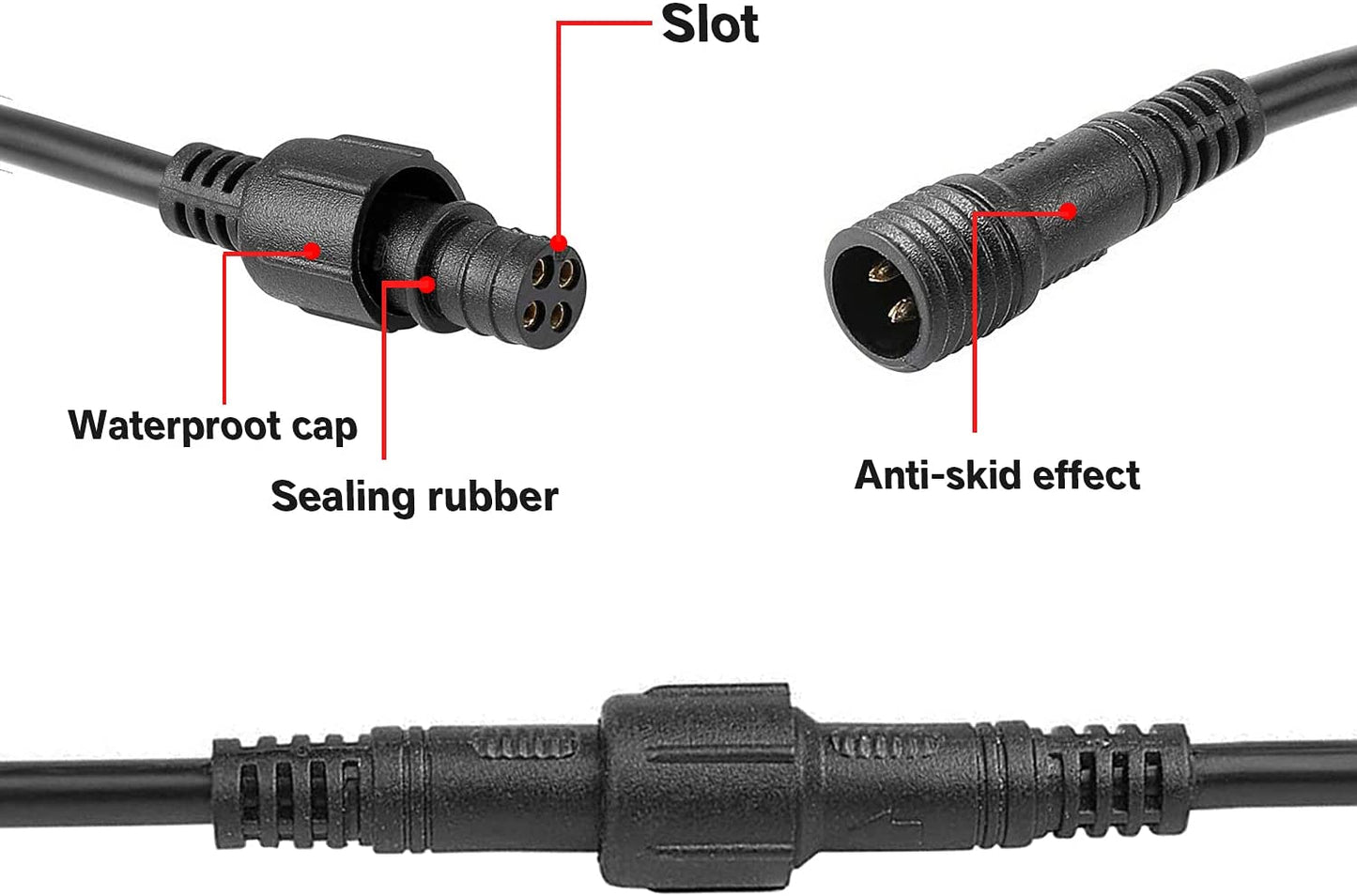 10 FT 4 Pin Extension Wire Cable All Brands RGB Rock Lights/ Whip Lights(4 Packs) - OMOTOR