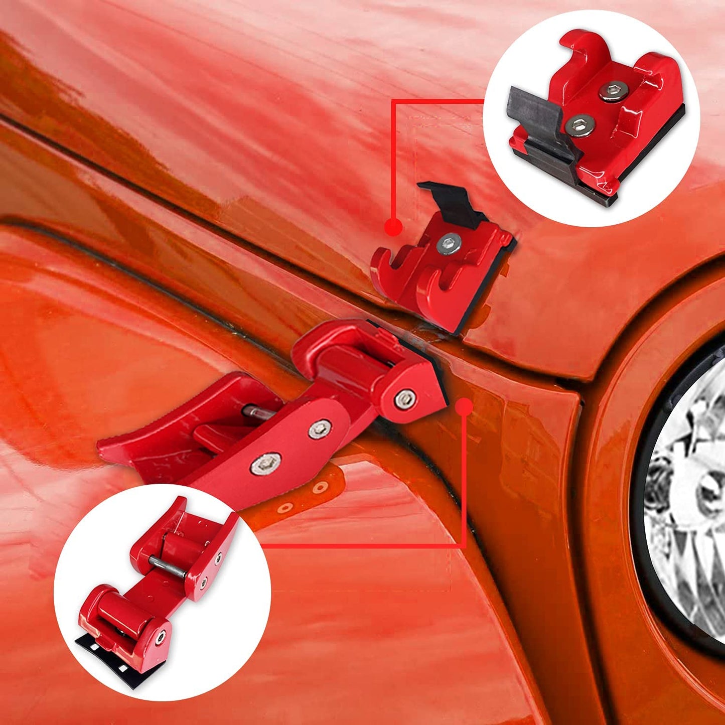 Aluminum Hood Latches Catch Kit (Red/Black/Sliver) - OMOTOR