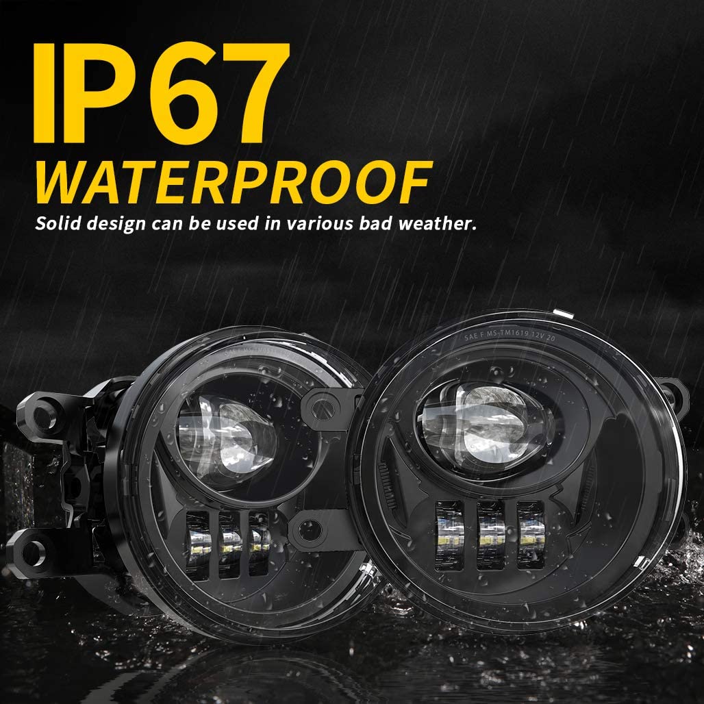 New LED Fog Lights for 2016-2023 Tacoma 2014-2023 4Runner 2014-2019 Tundra Truck Driving Lamps Assembly Replacement w/Bracket, Driver and Passenger Side- Black - OMOTOR