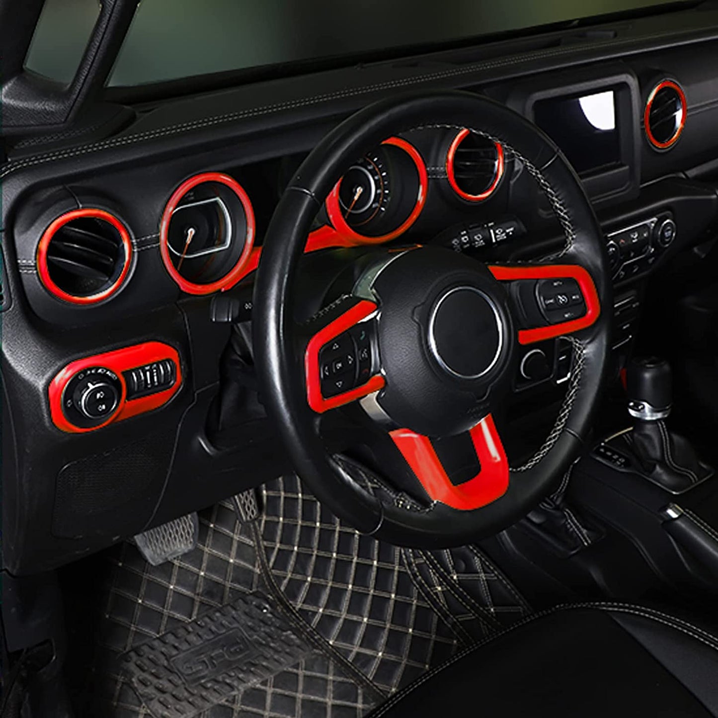 omotor 21PCS Full Set Interior Decoration Trim Kit for 2018-2022 Jeep Wrangler JL JLU & Gladiator JT Steering Wheel, Air Conditioning Vent, Reading Light, Speaker - OMOTOR