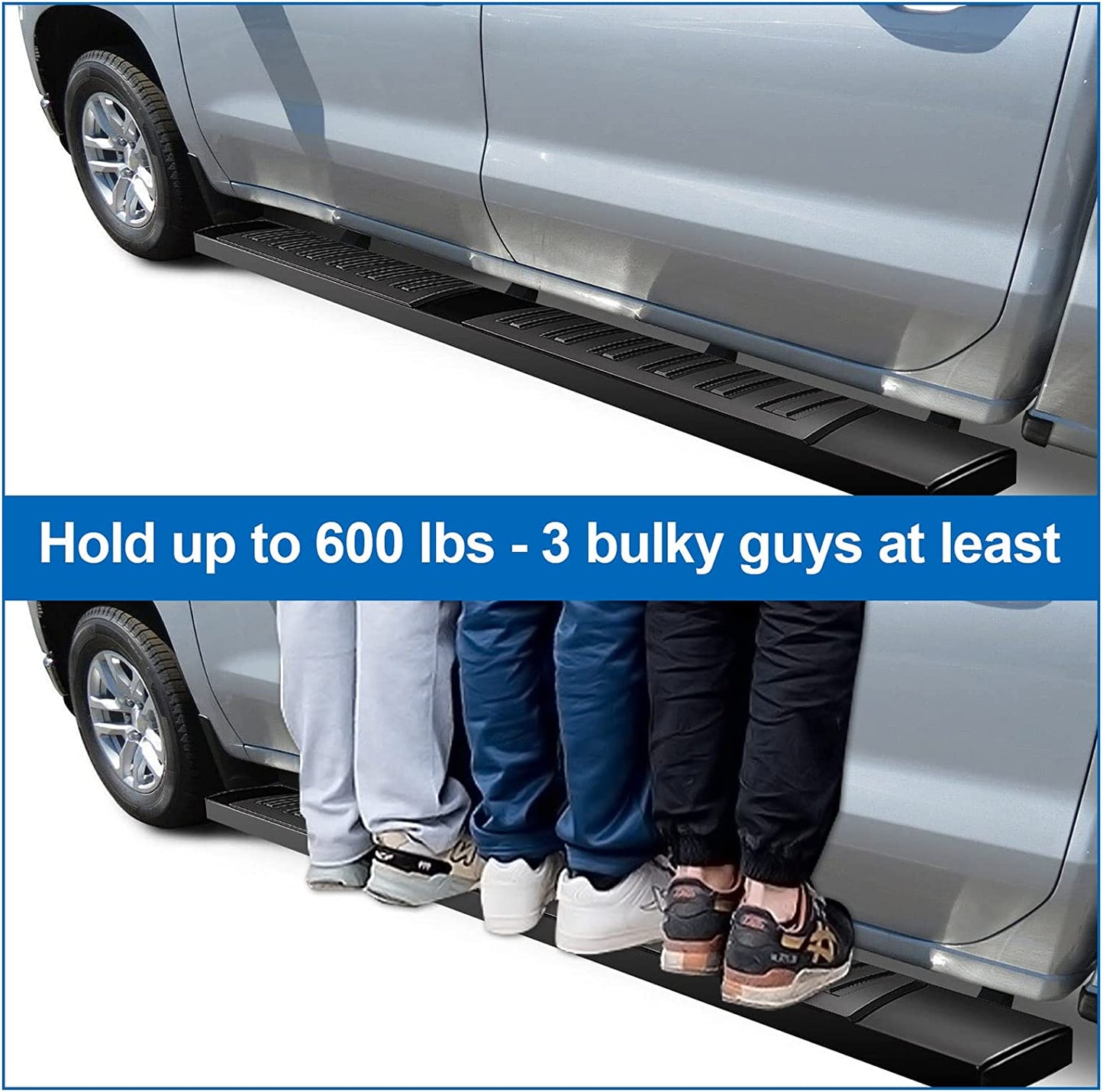 6'' Aluminum Running Boards both size Compatible with 19-23 Chevy Silverado - OMOTOR