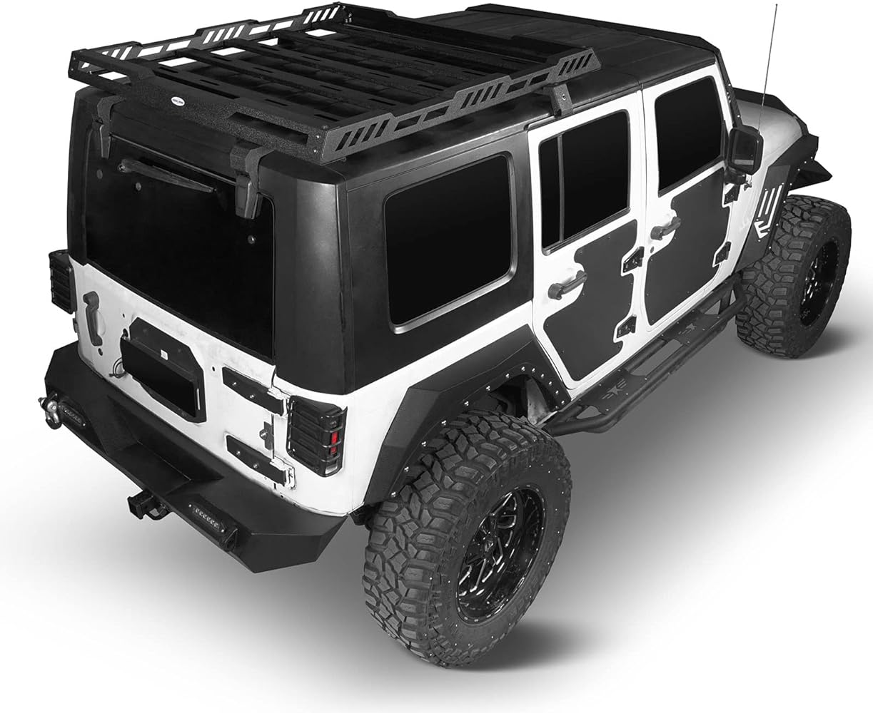 Roof Rack Cargo Basket for 2007-2018 Jeep Wrangler JK Unlimited 4-Door Hardtop Heavy Duty Steel Luggage Carrier - OMOTOR