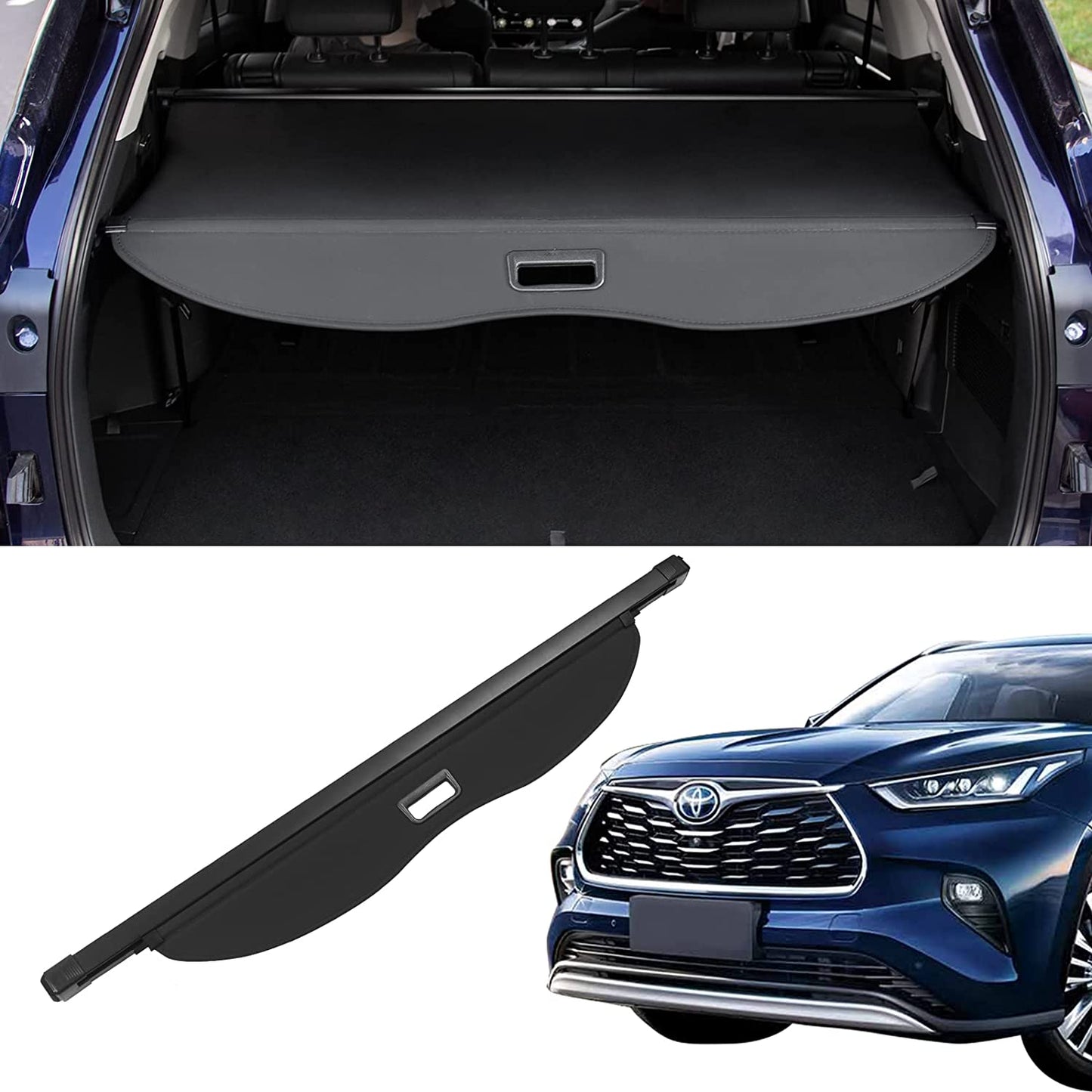 Fit 2020 2021 2022 2023 Toyota Highlander Trunk Cargo Cover Luggage Retractable Rear Trunk Security Shade Shield Highlander Accessories - OMOTOR