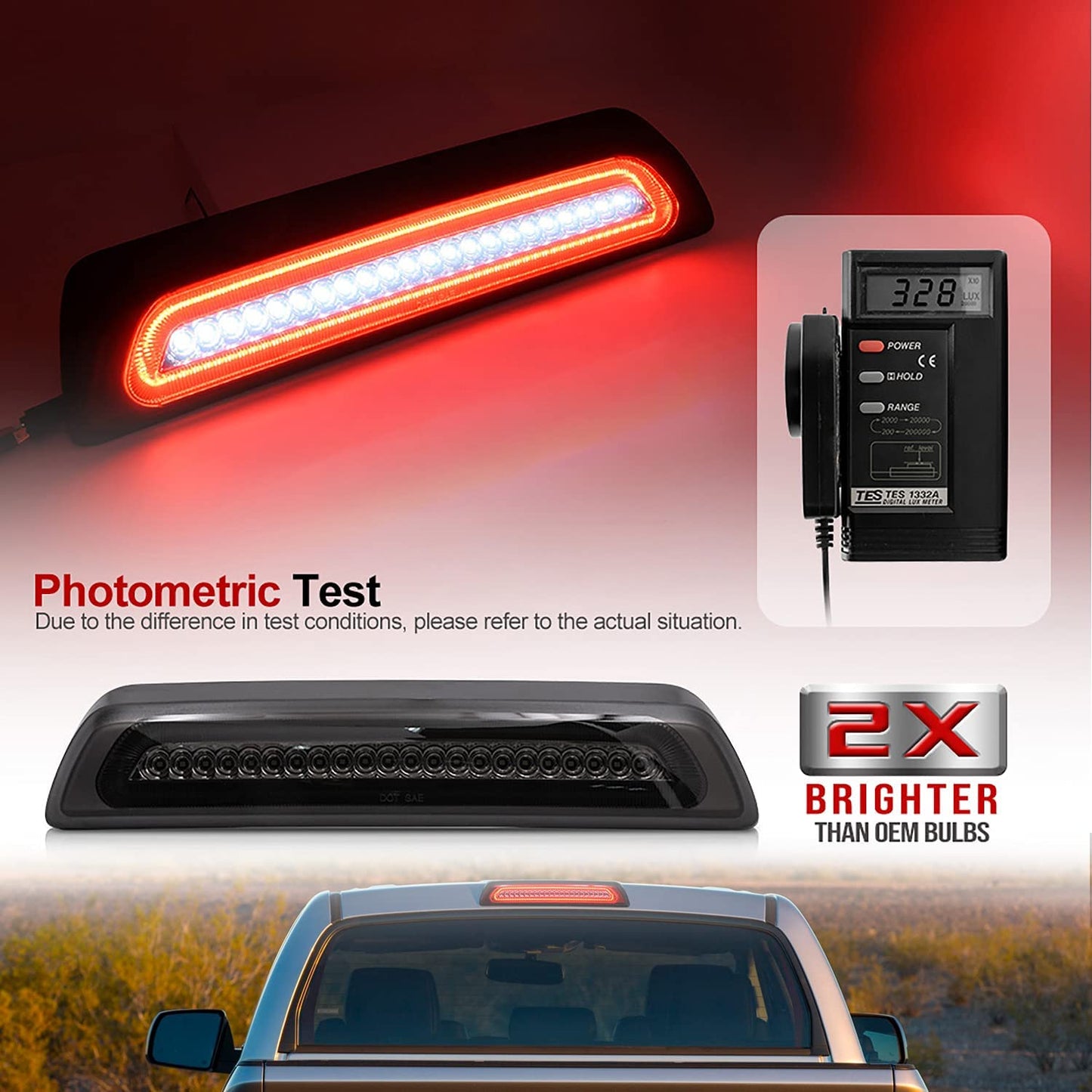 Led Third Brake Light Replacement for 2007-2021 To-yo-ta Tundra XK50 Pickup Trucks - OMOTOR