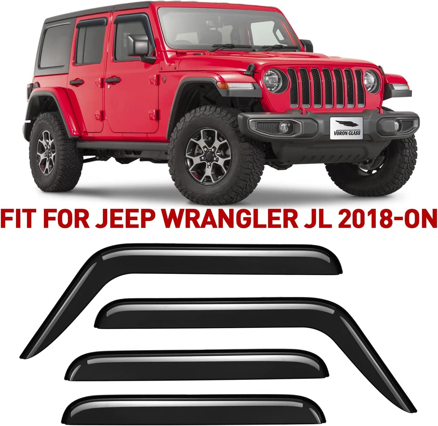 Tape-on Extra Durable Rain Guards for Jeep Wrangler 2018-2022 JL/Jeep Gladiator/For Compass 17-22 /4 Pieces - OMOTOR