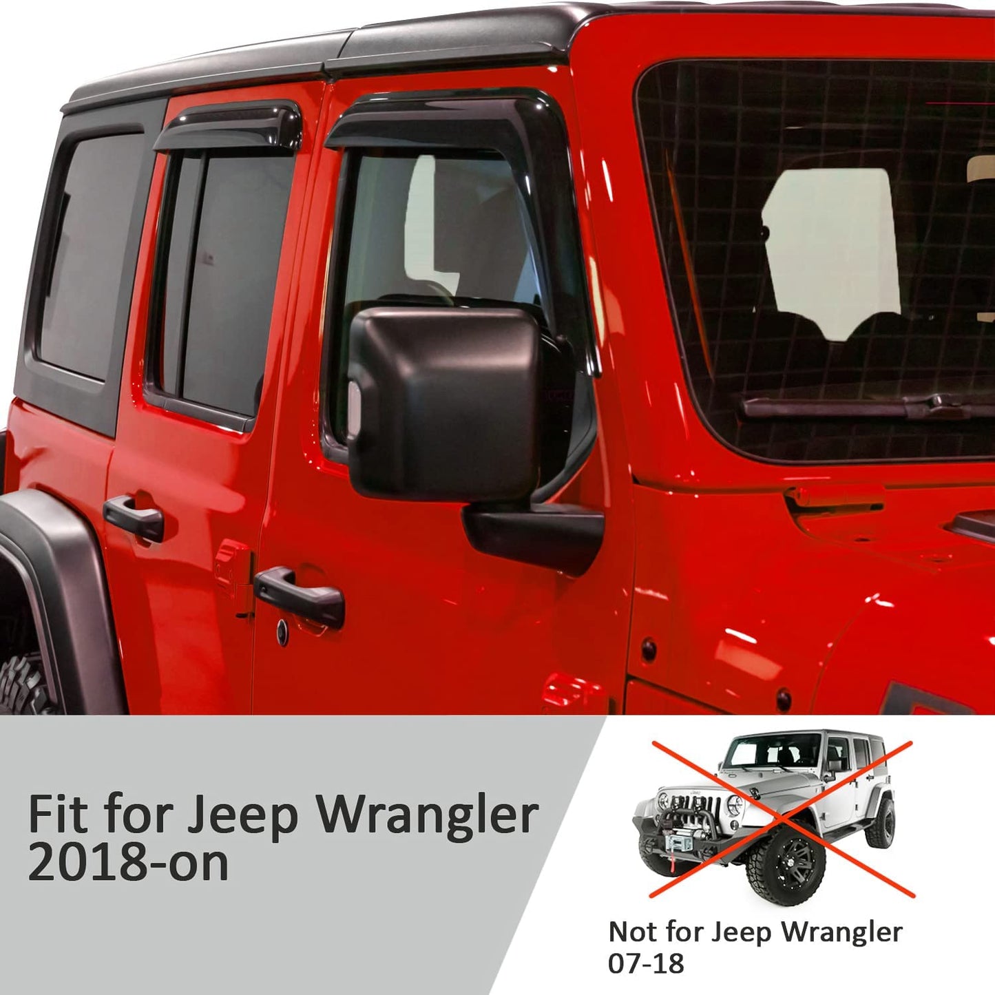 Tape-on Extra Durable Rain Guards for Jeep Wrangler 2018-2022 JL/Jeep Gladiator/For Compass 17-22 /4 Pieces - OMOTOR