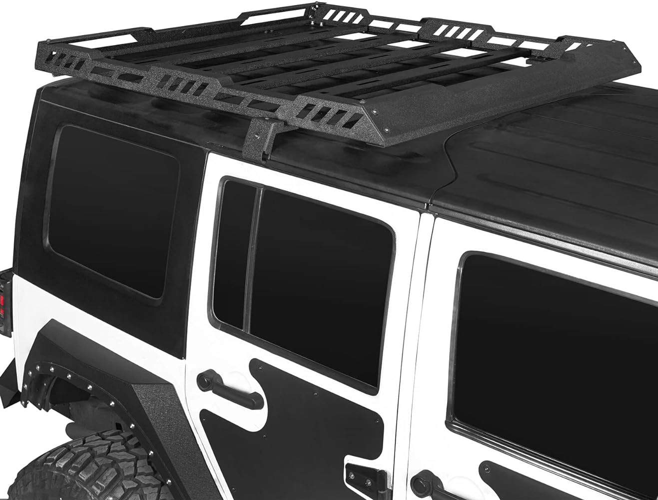 Roof Rack Cargo Basket for 2007-2018 Jeep Wrangler JK Unlimited 4-Door Hardtop Heavy Duty Steel Luggage Carrier - OMOTOR