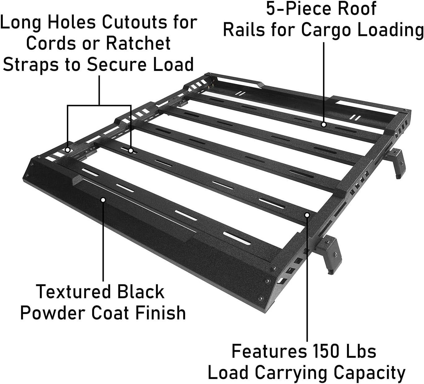 Roof Rack Cargo Basket Crossbar for 2018-2024 Jeep Wrangler JL 2 or 4 Doors & Gladiator JT - OMOTOR