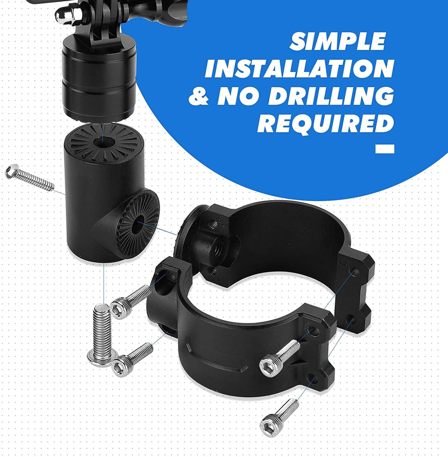 UTV ATV Mount Compatible with GoPro for Roll Cage and Bars - OMOTOR