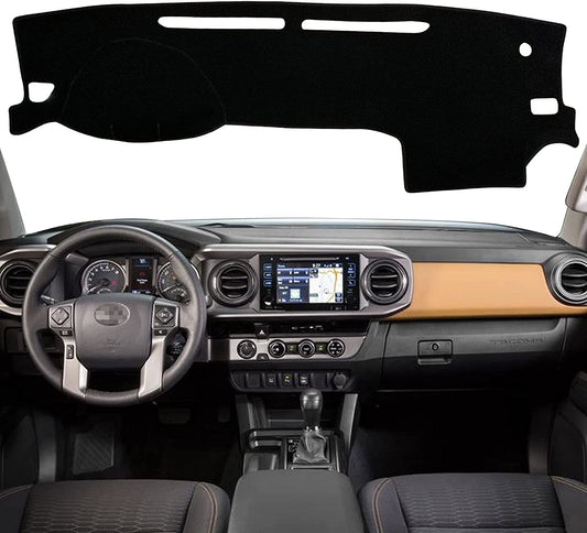 Dash Mat Cover Custom Interior Center Console Compatible with Toyota Tacoma 2016-2022 (Black Rim) - OMOTOR