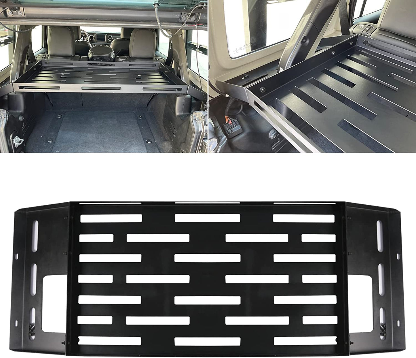 Rear Cargo Basket Interior Rack Luggage Storage Carrier Metal for 2018 2019 2020 2021 2022 2023 Jeep Wrangler JL 4DR (No Drill) - OMOTOR