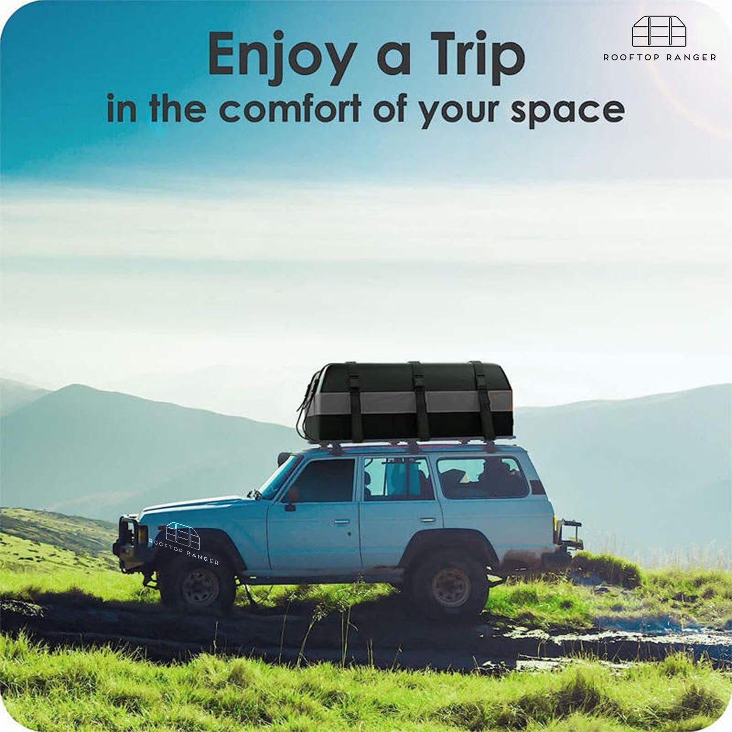 Car Rooftop Cargo Carrier Bag, 21 Cubic Feet 100% Waterproof Anti-Scratch Material Roof Rack Cargo Carrier for Top of Vehicle with or Without Racks (Anti Slip Mat, 6 Door Hooks, Reflective Logo) - OMOTOR