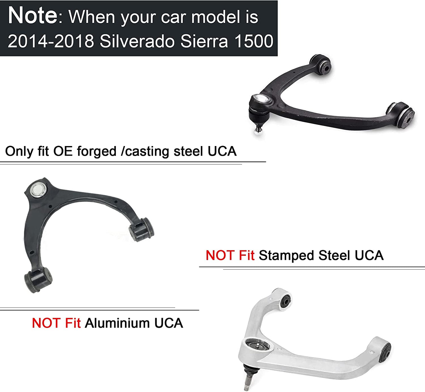 2-4" Front Upper Control Arms For 2007-2018 Silverado 1500 GMC Sierra 1500 with Ball Joint - OMOTOR