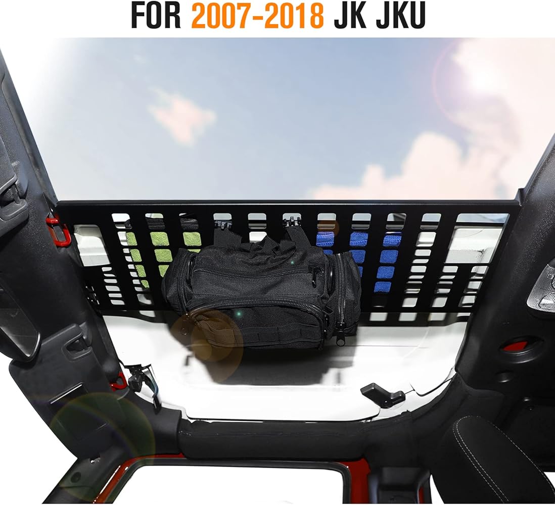 Roof Rack Hard Top Molle Panel Storage Accessories for 2007-2018 Jeep Wrangler JK & Unlimited - OMOTOR