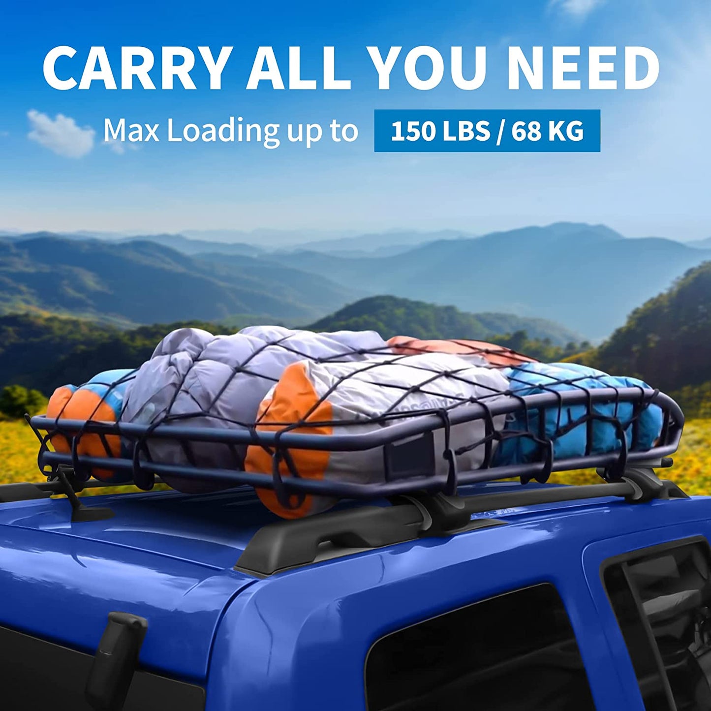 54" Universal Roof Rack Cross Bars, Adjustable Aluminum Cargo Carrier Rooftop Luggage Crossbars for Car Vehicles SUVs with Existing Raised Side Rails with a Gap , White-Aluminum - OMOTOR