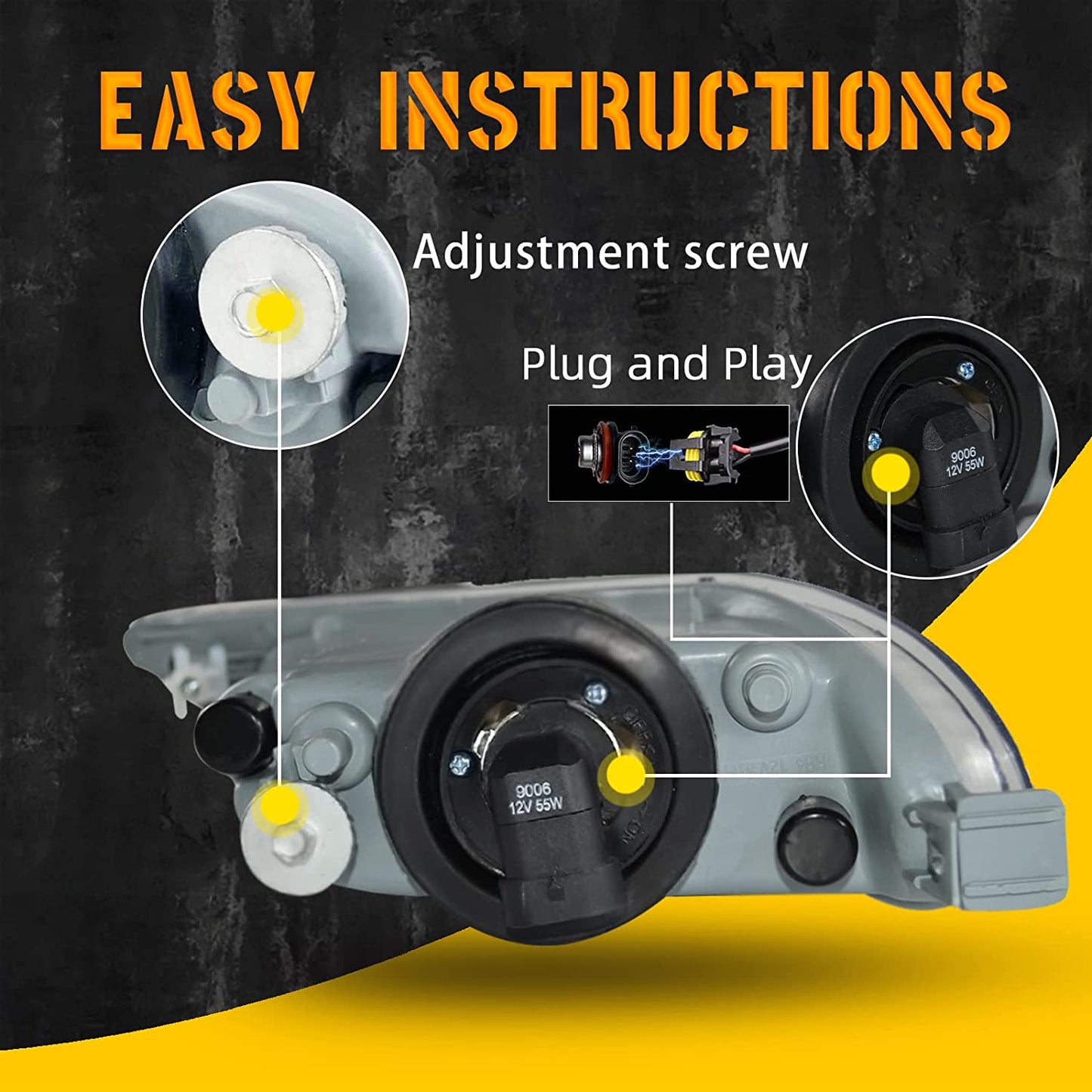 Driving Fog Lights Compatible with Toyota Camry 2002-2004/ Corolla 2005-2008/ Solara 2002-2003 Bumper Fog Lamps with Halogen Bulb & Switch and Wiring Kit (Clear Lens) - OMOTOR