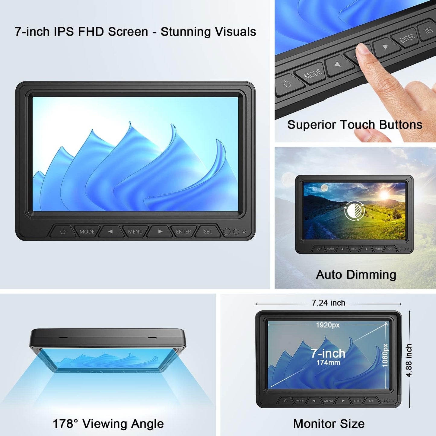 HD 7-inch Wireless RV Backup Camera System, 1080P 7" IPS Monitor & 1 Rear View Camera, IR Night Vision Recording IP69 Waterproof Compatible with Furrion Pre-Wired RV Truck Trailer - DW7Y5 - OMOTOR